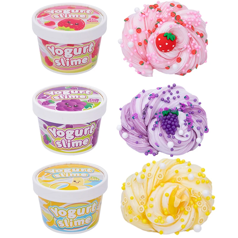 

Fruits Slime Children Foaming Adhesive Strawberry Grape Banana Cake Cup Crystal Mud Ice Cream Colored Clay Kids Diy Toys Gifts