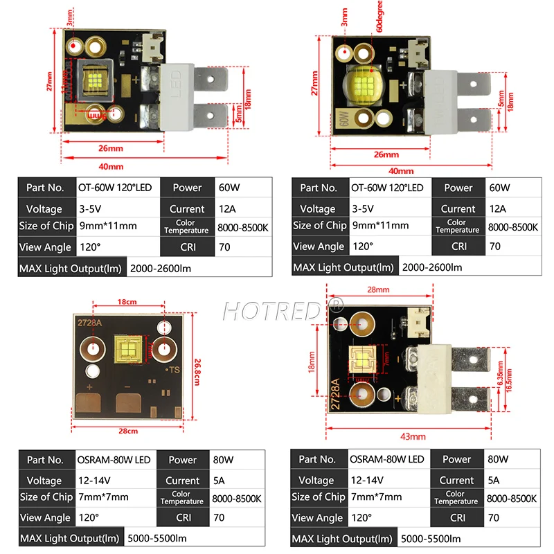 1-5pcs LED 60W 80W 3V 5V 12V High Power LED Stage Light Chip CBT90 SCT90 CBT-90 CST-90Cold White For Moving Head Lamp Projector