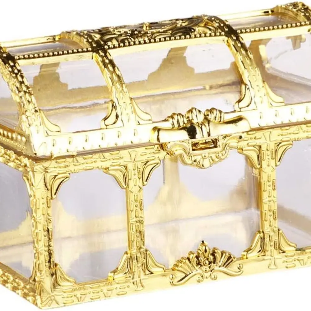 

10 шт. золотые пластиковые коробки для конфет сокровищ для свадебных сувениров, подарков на детский душ, поделок своими руками и хранения, 2,67X1,85X