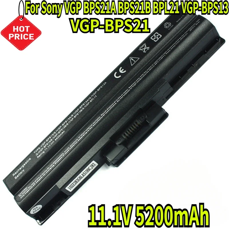 11.1V 5200mAh VGP-BPS21 VGP-BPS21A VGP-BPS13 SR45H Battery For Sony VGP BPS21A BPS21B BPL21 VGP-BPS13/B BPS13/B VGN-CS27 SVE11