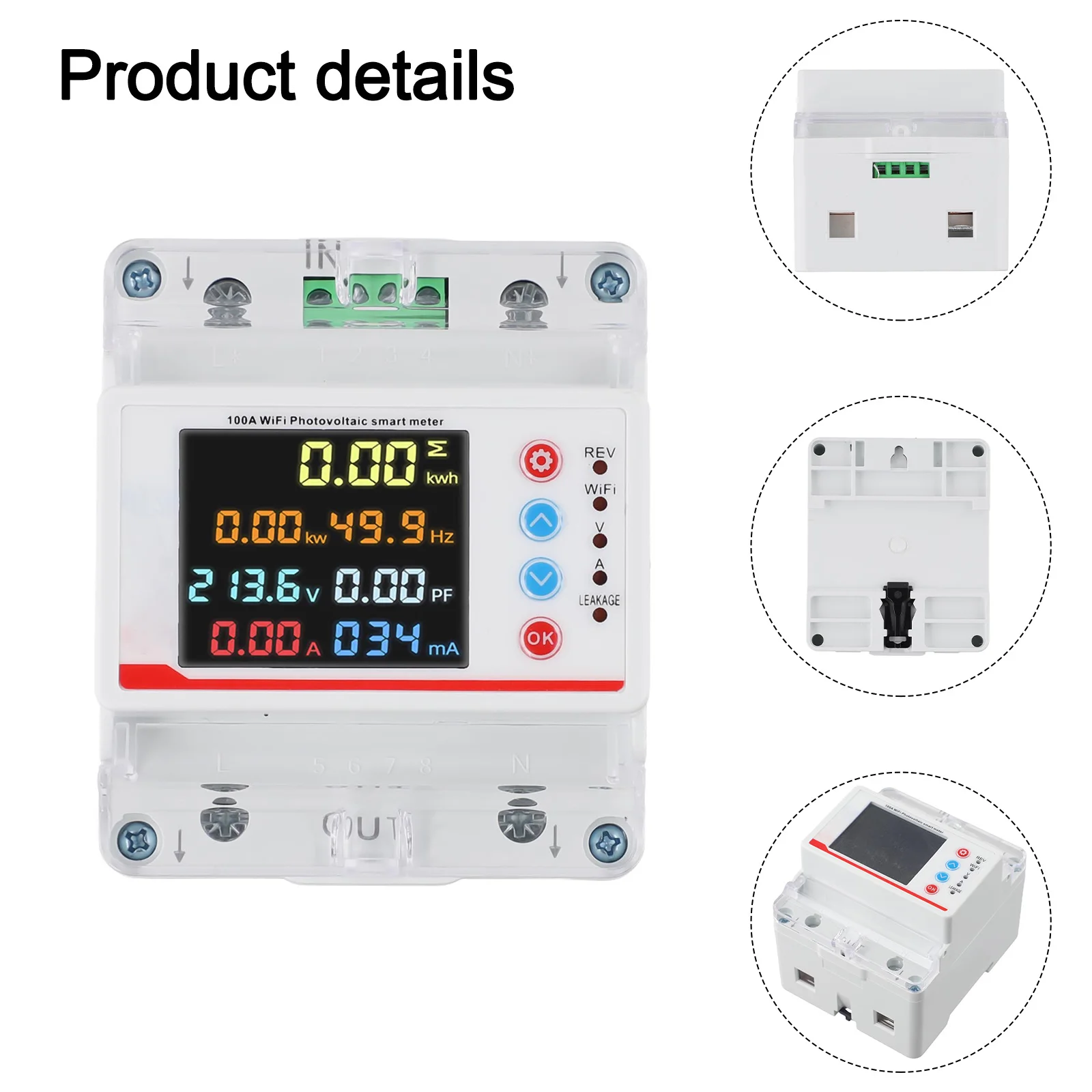 

Compact 1 Phase Electric Meter with For Tuya WiFi Control 100A 220V for Real Time Electrical Data Monitoring and Safety Features