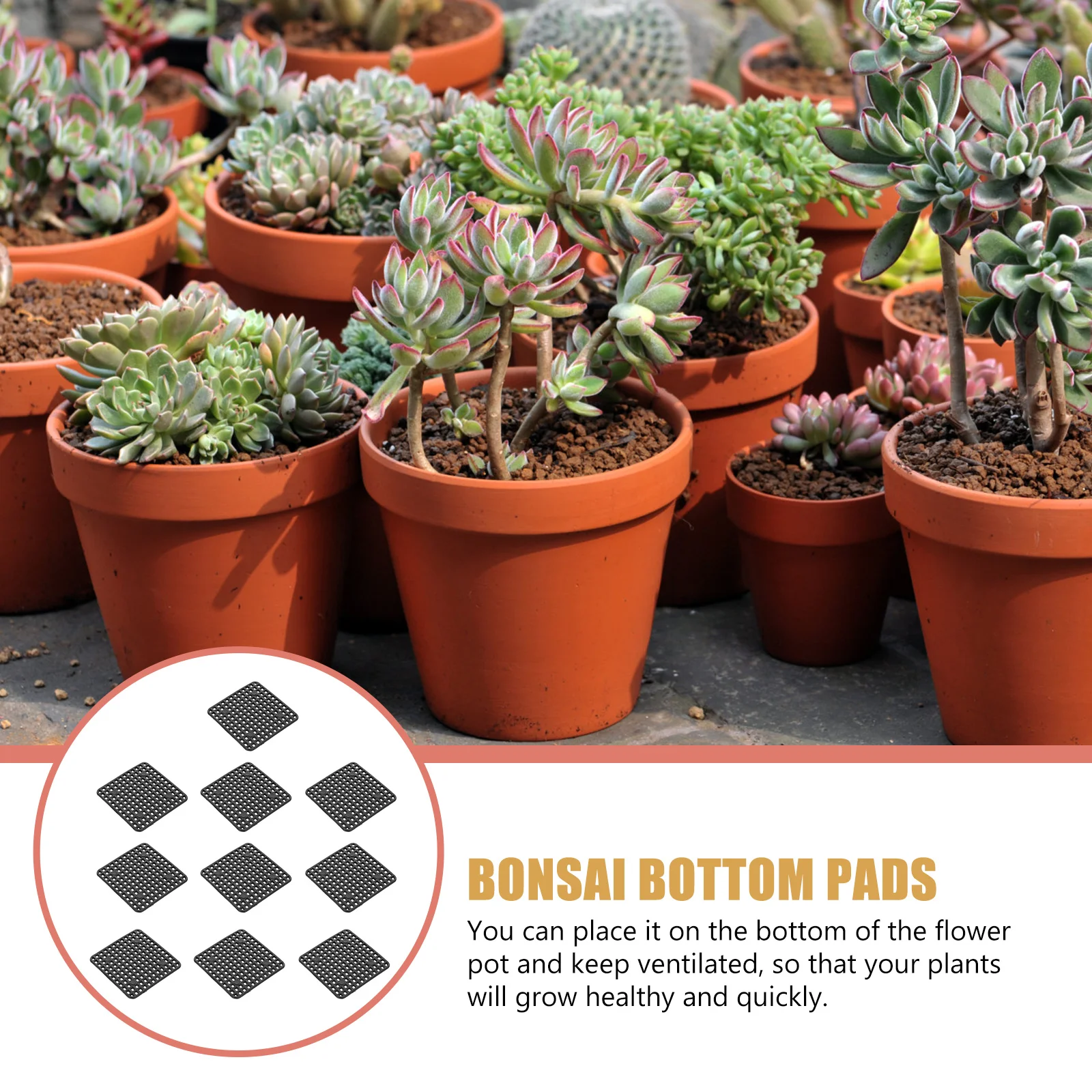 

30pcs Flower Pot Mesh Pads Plastic Grid Spacers Bonsai Round Filters Planter Hole Mats Soil Leakage Insect Prevention Drainage