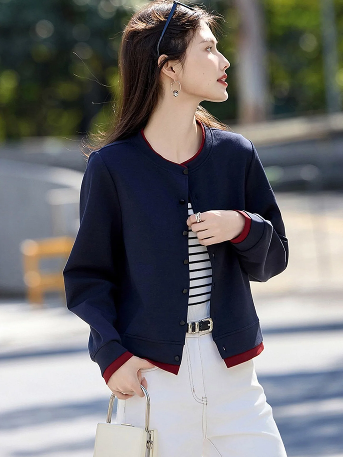 

Модный цветной кардиган с эффектом двухслойности, открытый, с круглым вырезом, в стиле ретро, женский, элегантный, корейский стиль, прямой крой, шелковая блузка