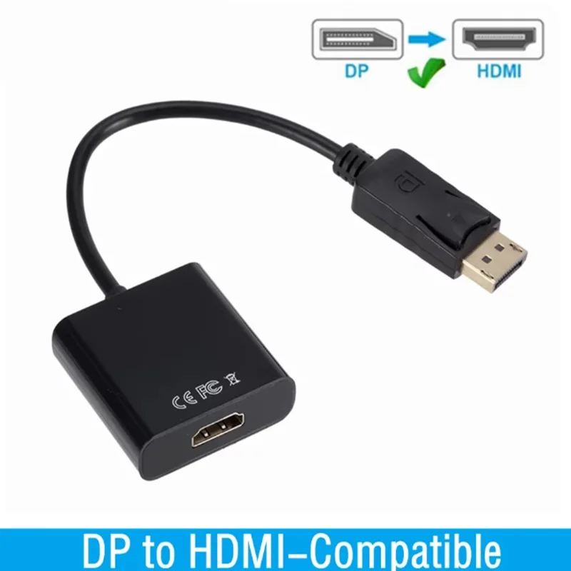 Cable de vídeo y audio DisplayPort a HDMI compatible con 4K, adaptador convertidor de cable DP macho a HDMI hembra para TV HD, PC, proyector.