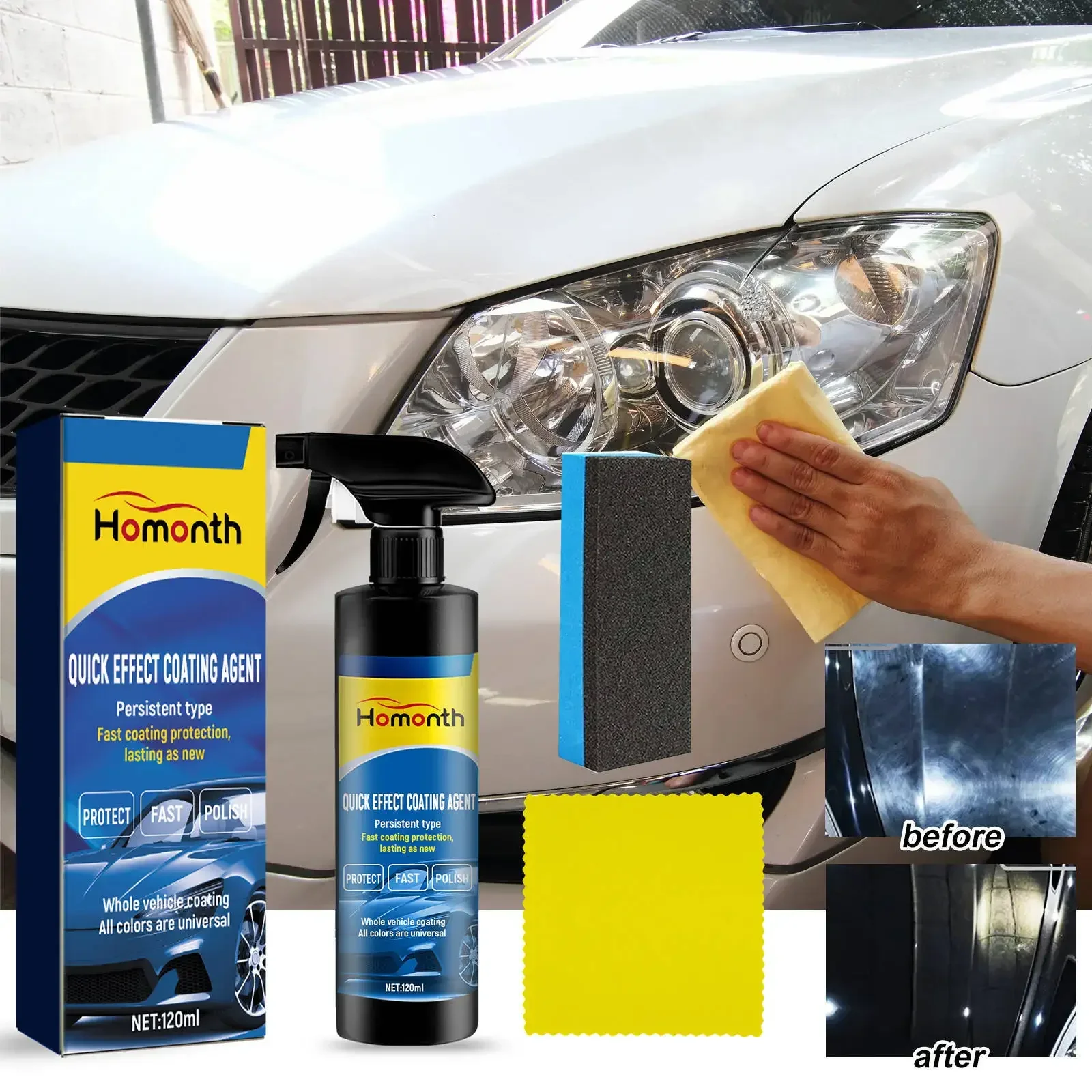 Spray de revestimiento de coche de 120 ml: capa protectora Nano para pintura, ayuda a mejorar el brillo, resistir la suciedad, agente de revestimiento cerámico fácil de aplicar