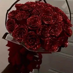 Glitter Artificial Flower Rose Mother's Valentine's Day Girl Friend Wife DIY Bouquet Gift For Wedding Birthday Party Home Decor