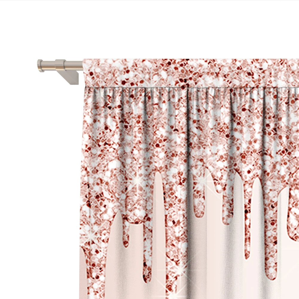 2PC Home Decoration Curtains, Brick And Stone Cartoon With Pole Pocket Curtains, Kitchen, Coffee Shop,Living Room, Balcony