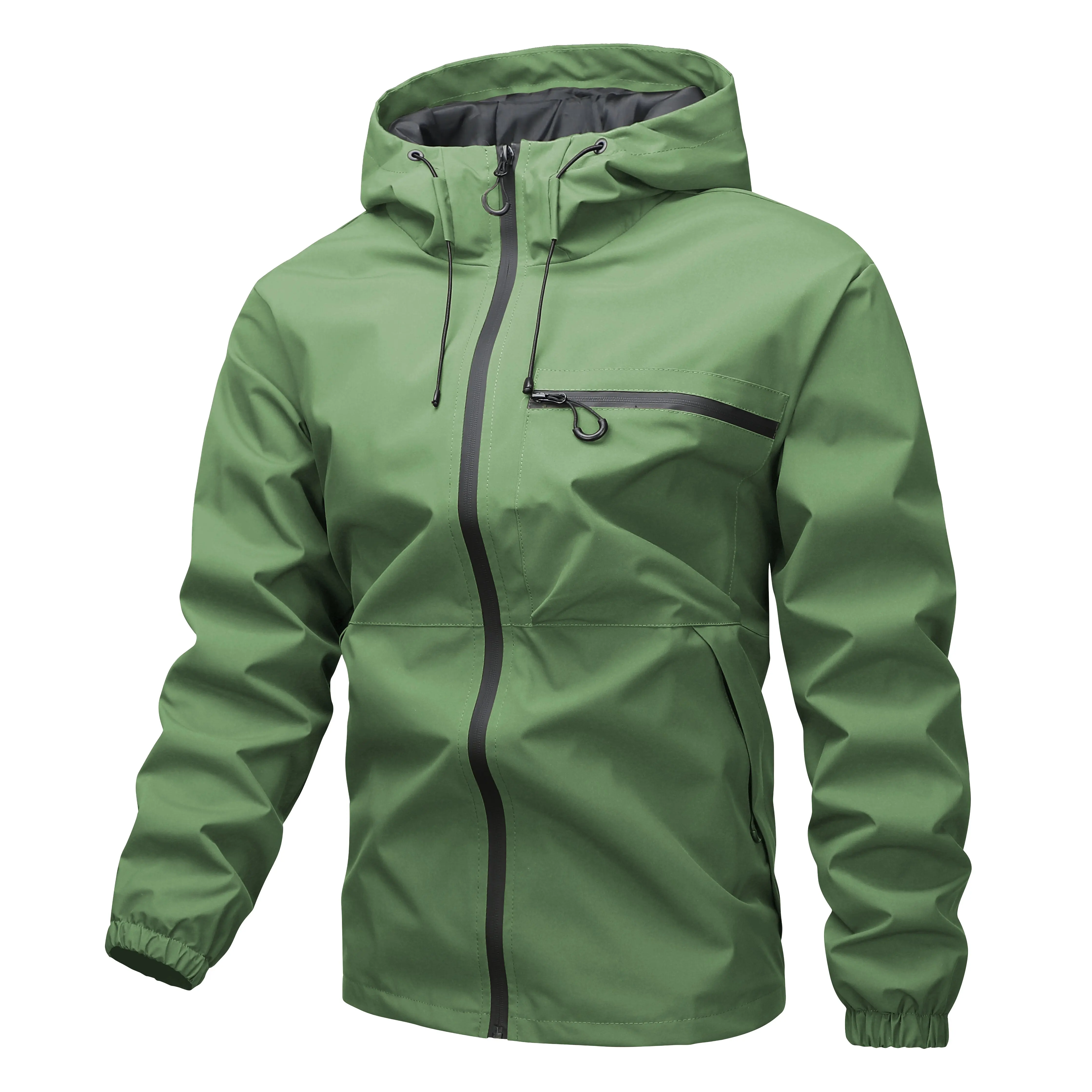 Autumn and Spring New Fashion Solid Color Retro Sports Waterproof Hooded Jacket Men's Loose Plus Size High Quality Outerwear