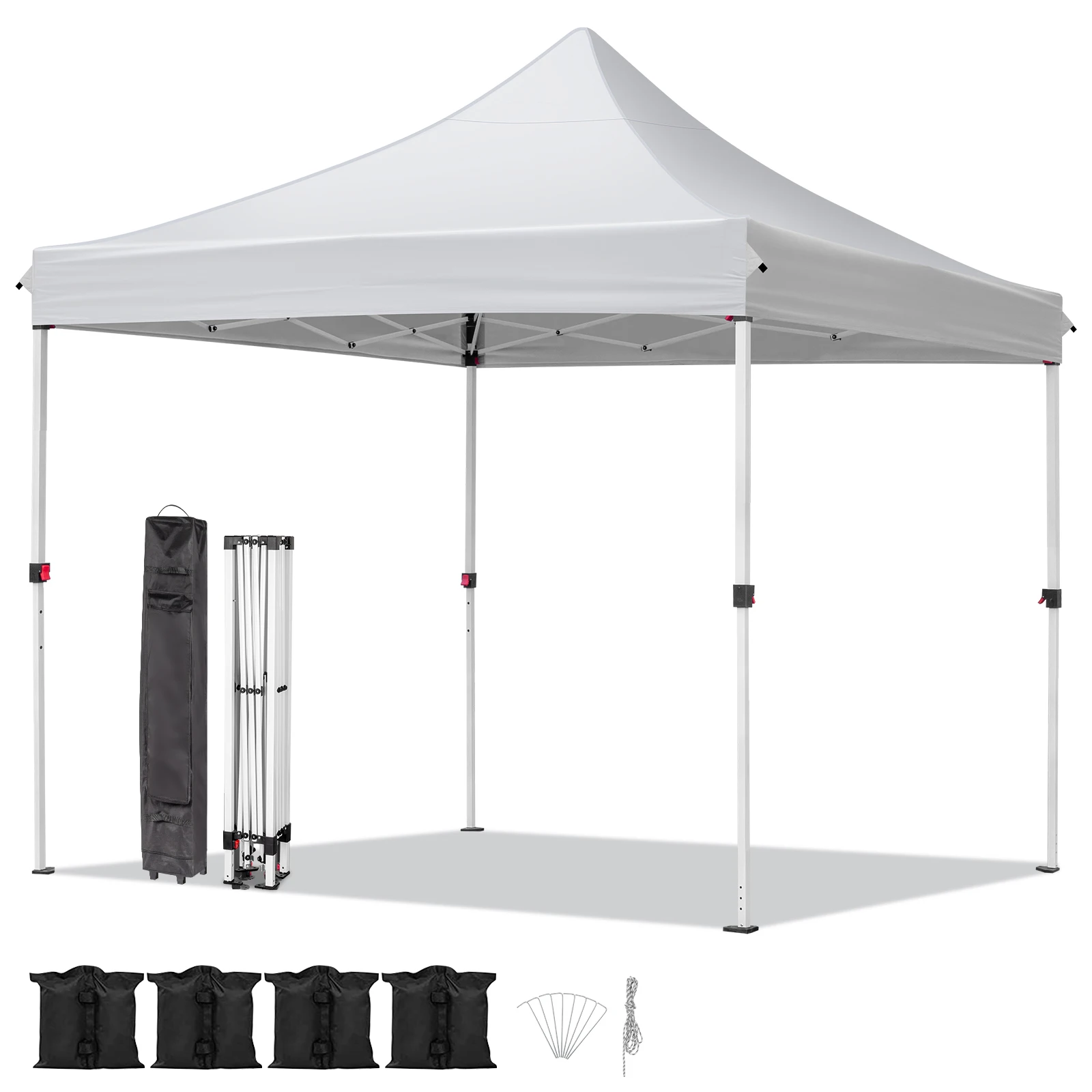 WHITE Pop-up Canopy with 4 Sandbags 10*10ft