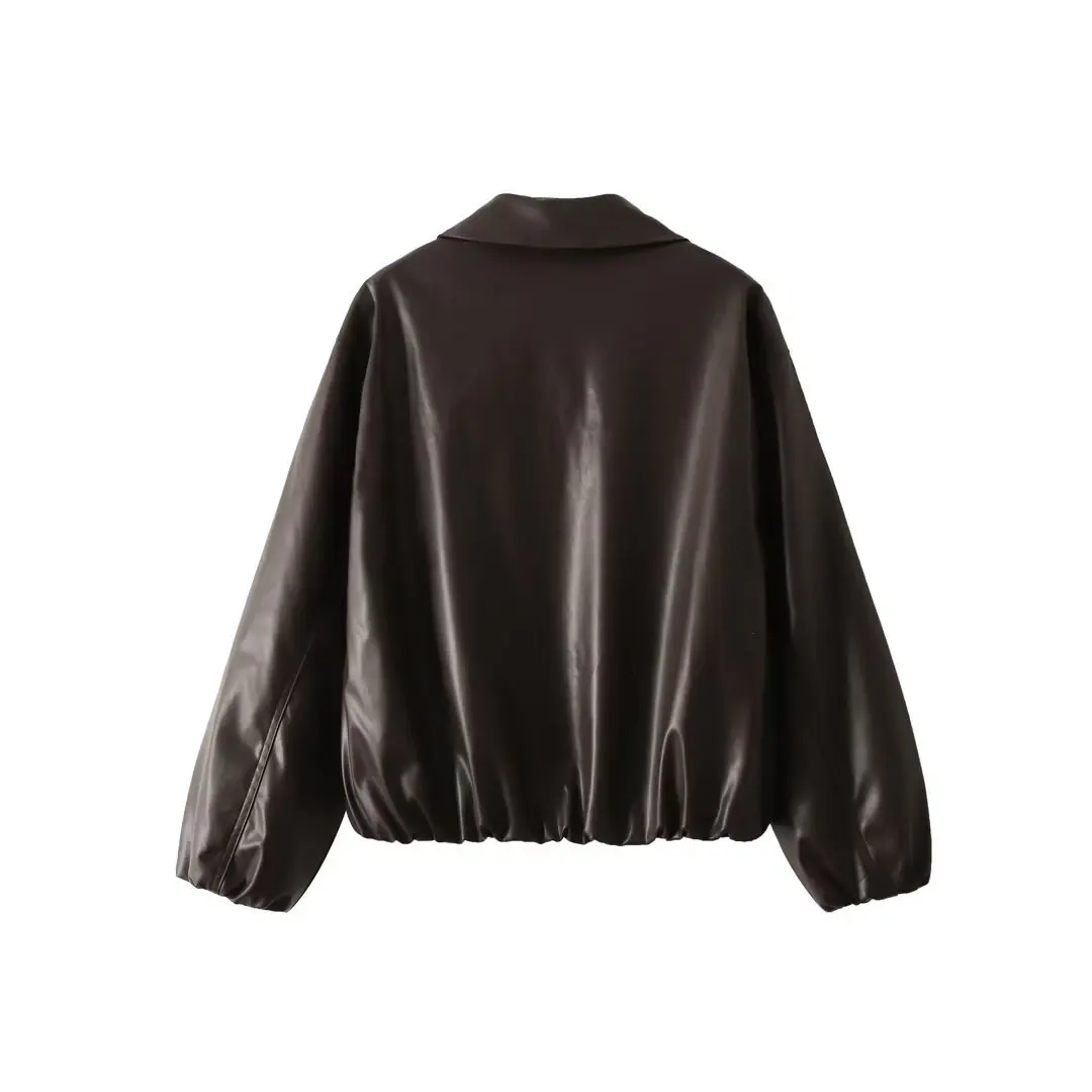 Faionable Sweet Pilot Jaet Oberbekleidung Damen Ort Mantel Einfach Vielseitig Größe Plissee Kunstleder Herbst Neu A...