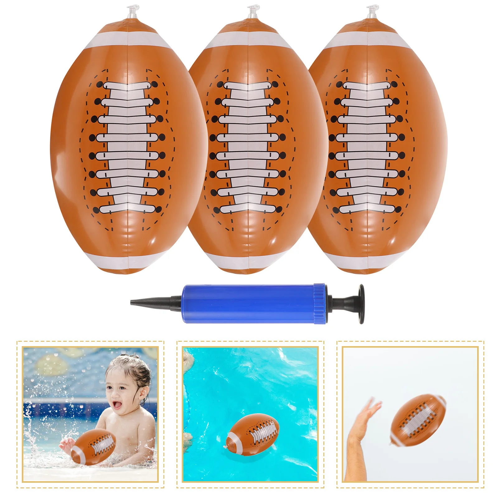 1 Zestaw Nadmuchiwana Piłka do Rugby Letnia Piłka do Pływania na Basen Plaża Lekka Dziecięca Dekoracja Sportowa na Zewnątrz Wielokrotnego Użytku Redukująca Stres