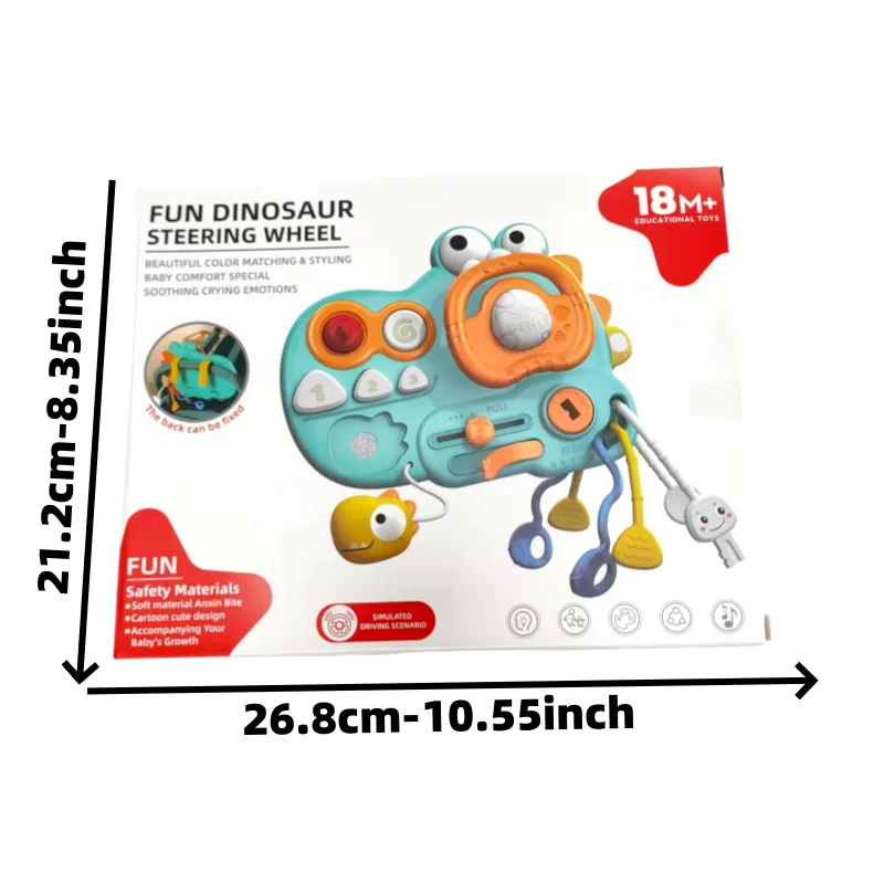 Children's Multi-Functional Cartoon Dinosaur Busy Cart Steering Wheel Baby Early Education and Intelligence Toy