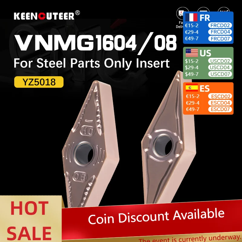 

‌ 10 шт. VNMG160404/08 YZ5018 твердосплавные вставки для токарного станка с ЧПУ - стальной резак с лезвием VNMG только для стальных деталей
