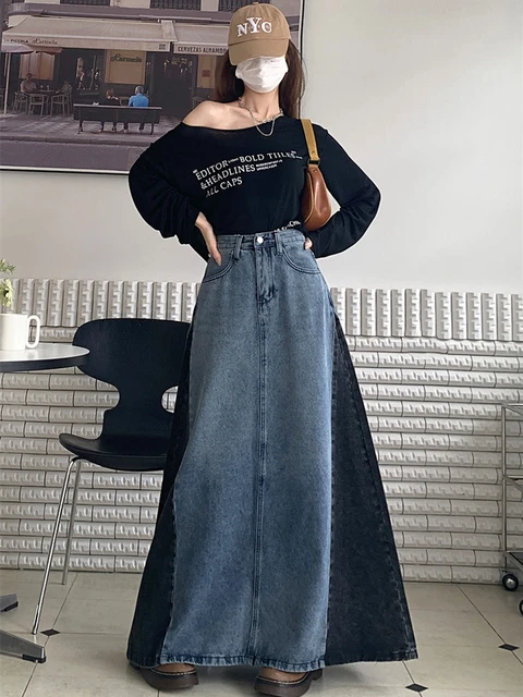 Plus Size Women A Line Jeans Skirt Maxi Long Summer Stylish Casual Friendly Floor Denim Skirt Loose Long Length Demin Skirts AliExpress