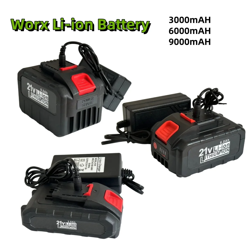 

21V 9000mAh Rechargeable Lithium Ion Battery for WORX 18V 20V Electric Saw Electric Drill and Garden Power Tools