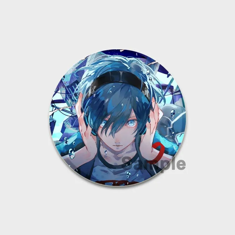 Persona 3 Game Brooches P3 Shin Takeba Megami Yuuki Tensei Makoto Yukari Cosplay Badge Round Tinplate Brooch Pins for Backpack