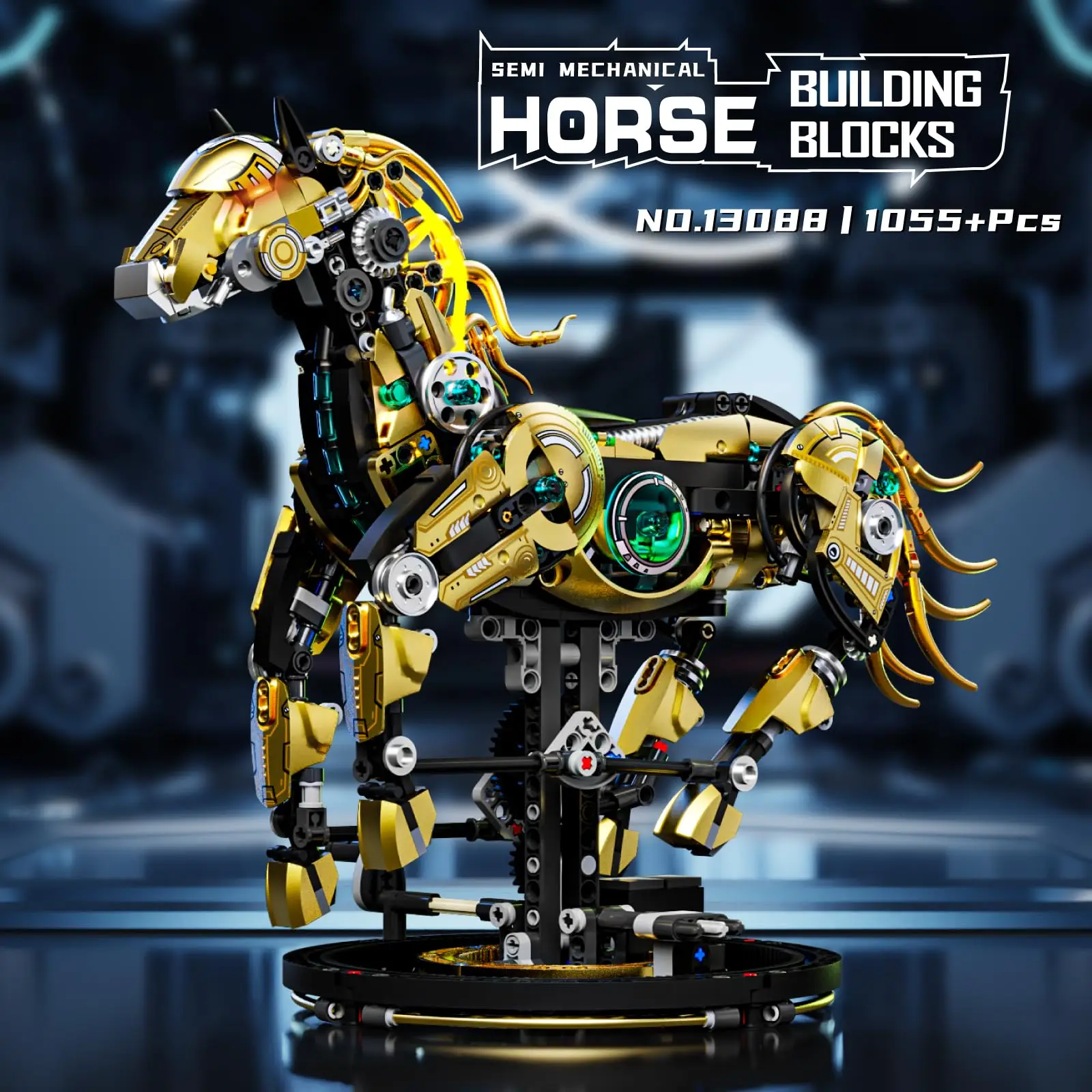 

1055PCS Ideas Mechanical Horse Building Set for Adult Animal Display Model Collection Toy with LED Light Home Decor Gift for Boy