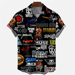 Camisa de praia havaiana masculina, camisa extragrande estampada em 3D, estilo hip-hop, estilo rock, casual, moda masculina retrô, verão, nova