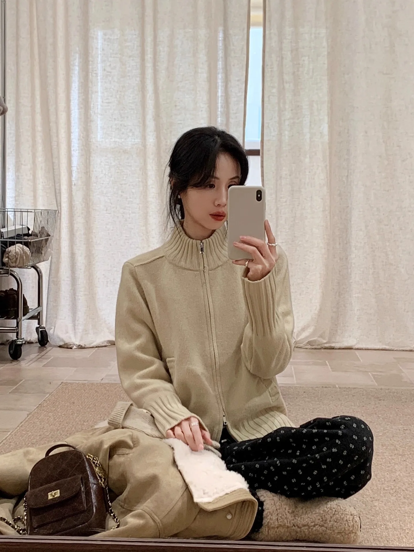 

BRIVIN Корейский шерстяной свитер с двойной молнией и высоким воротником, женский зимний новый свободный утягивающий топ, вязаный кардиган для девушек