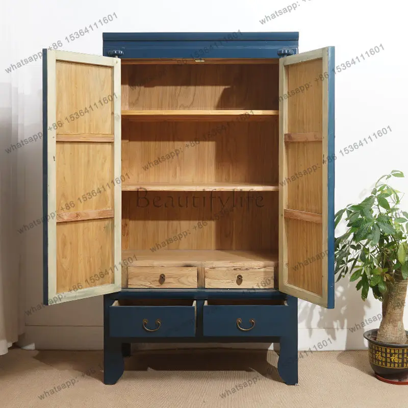 Bedroom retro antique Chinese solid wood wardrobe Ming home storage storage wardrobe