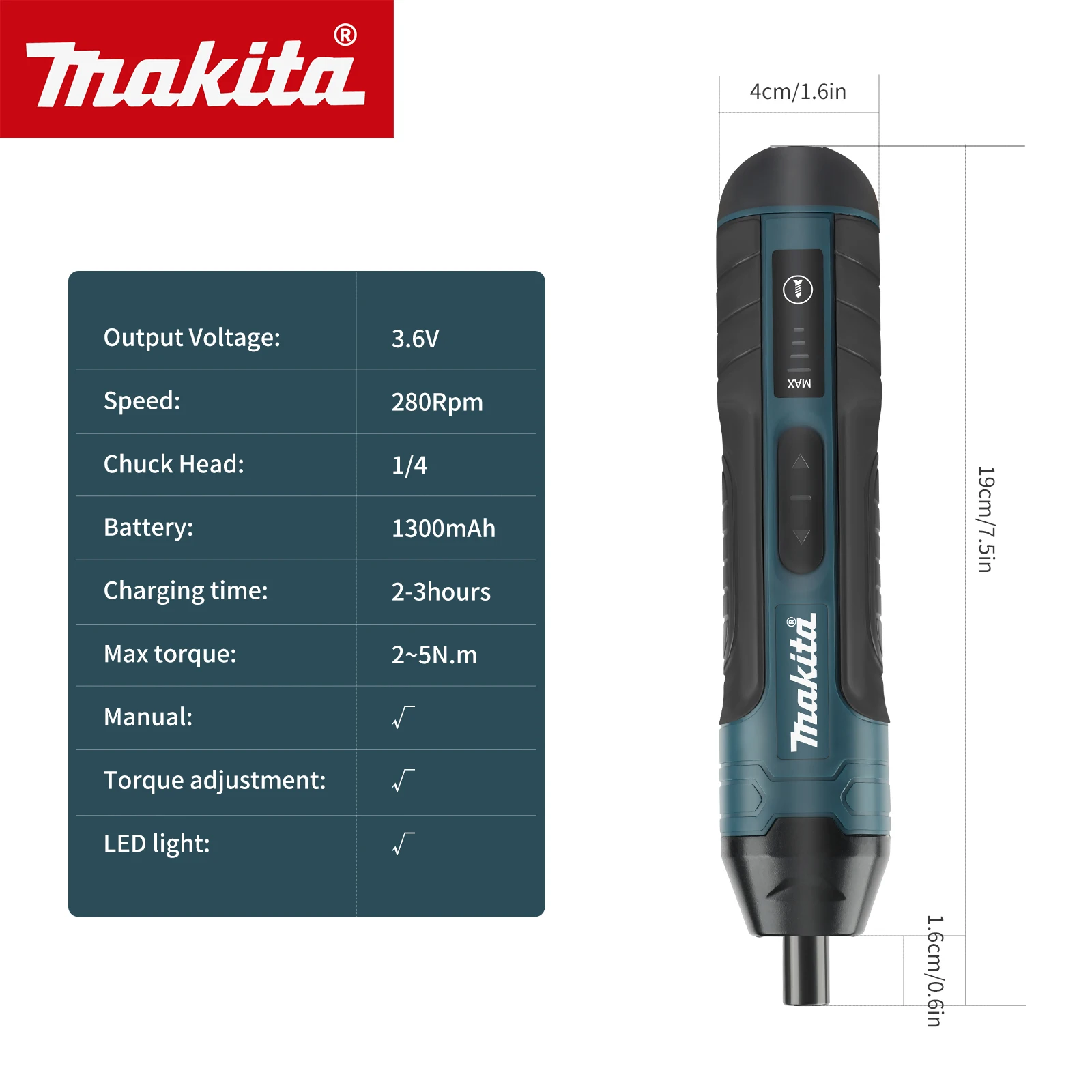 

Аккумуляторная электрическая отвертка Makita 1300 мАч, многофункциональный инструмент для разборки и ремонта в домашних условиях