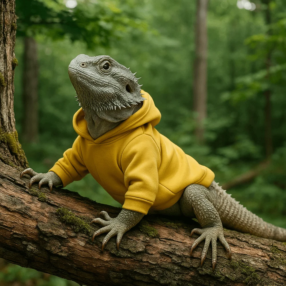 الهامستر دفئا القمم السحالي الدافئة الملابس بلون لينة الملتحي التنين هوديي يندبروف سحلية تسخير سترة الحيوانات الصغيرة #2