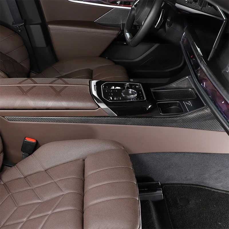 For BMW 7 Series G70 2023 Real carbon fiber Car central control tea cup holder side decorative strip Car interior accessories