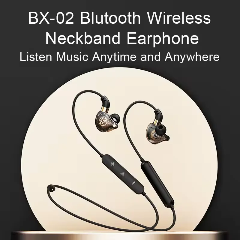 BX-02 Neckband Earbuds Running Sports Bass Headphones Low Power Dynamic Headset Noise Canceg Wired In-Ear Earphone