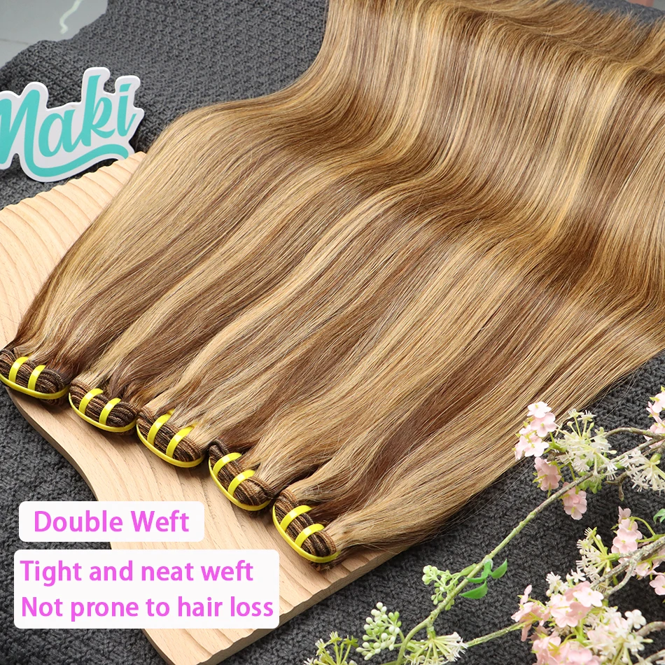 10a destaque pacotes de cabelo humano marrom p4/27 colorido 30 Polegada 100% extensões tecer cabelo virgem reto para mulher