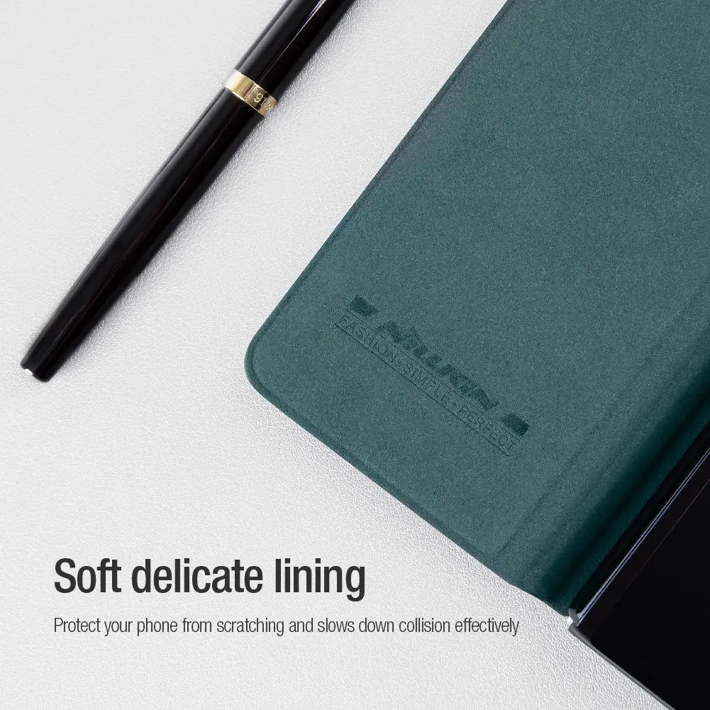 NILLKIN Qin Flip Leather Case for Samsung Galaxy Z Fold 5 with S-Pen Pocket Slide Camera Lens Cover Full Protection Phone Case