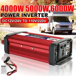 4000W 5000W 6000W Inverter sinusoidale modificato DC 12V/24V a AC 110V/220V trasformatore di tensione convertitore di potenza Inverter solare USB