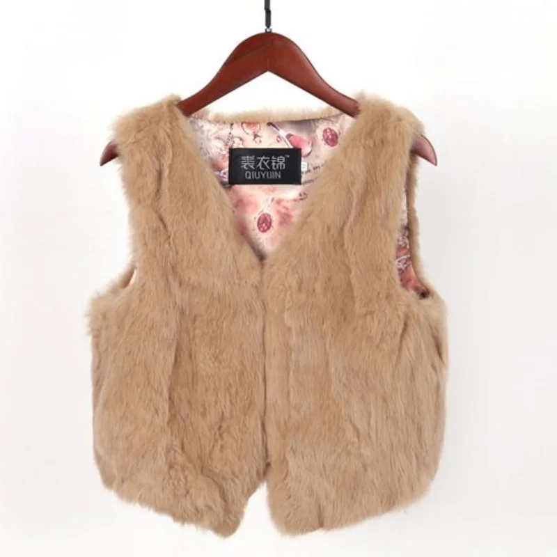 2023 New Skinny-looking Rabbit Fur Vest Women\'s Short Slim-fit Fur  Coat Clearance Sale