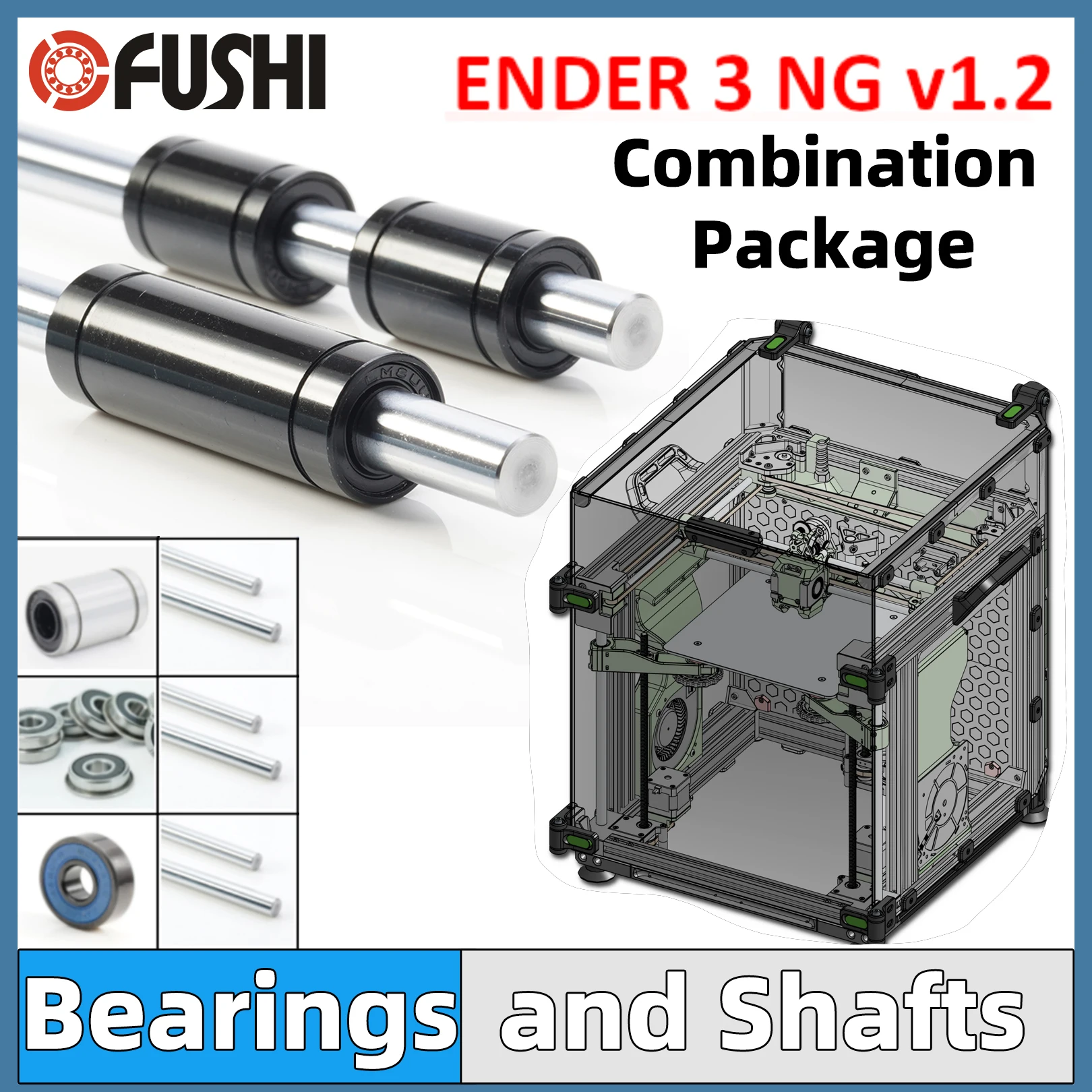 Ender 3 NG v1.2 3D Printer Linear Motion Bearings and Shafts Pack