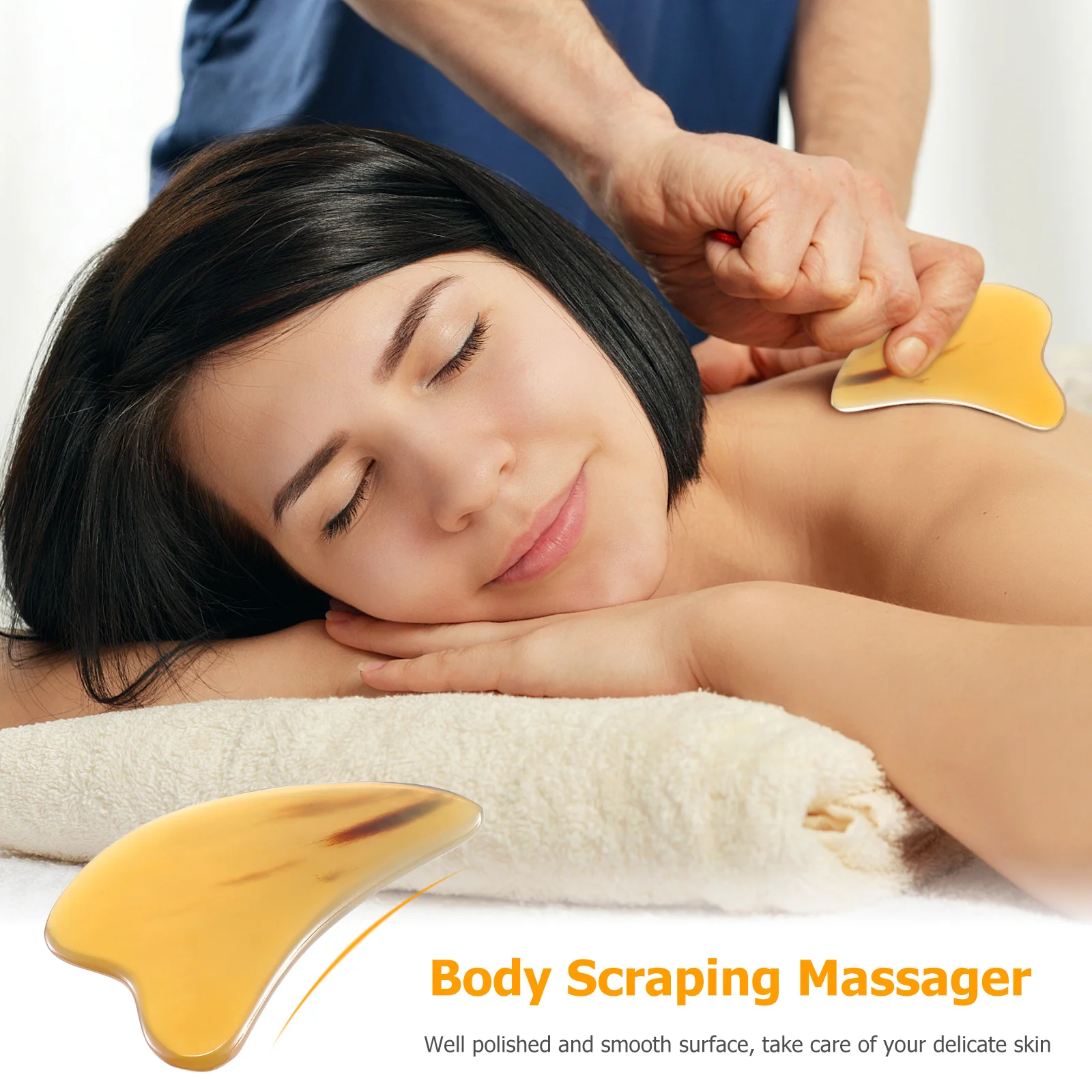 แผ่นขูดกัวซาทำจากเขาควายธรรมชาติ สำหรับนวดหน้า คอ และร่างกาย ช่วยผ่อนคลาย บำรุงผิวให้สุขภาพดี ใช้สำหรับขูดผิวหน้า