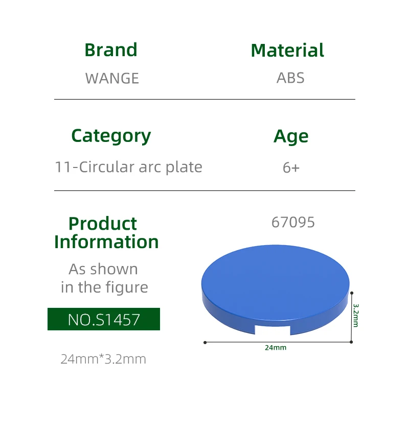 Wange 126Pcs/lot 67095 Tile Round 3x3 Building Blocks Moc Color Accessories Compatible with Brick DIY Spare Parts Toy Gift