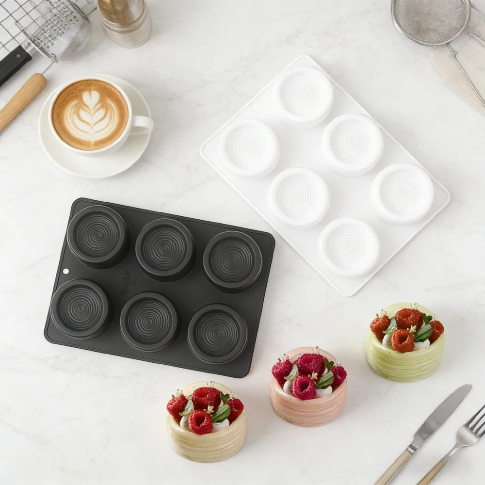 Molde de Silicone Cilíndrico Mont Blanc com 6 Cavidades para Chocolate, Pudim, Sobremesas, Velas e Sabonetes Artesanais DIY