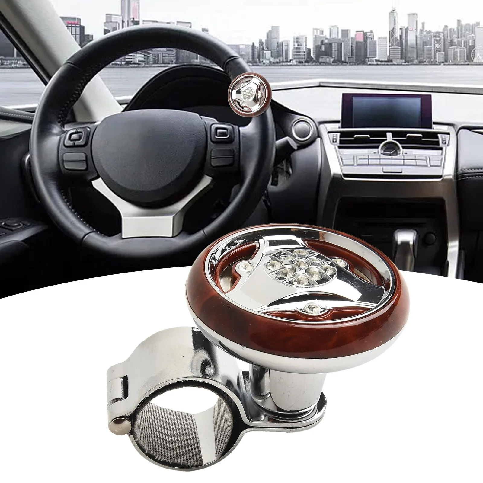 For Steering Wheel Booster Steer Wheel Booster 1 Pc ABS Material Anti Slip Assister Car Electroplating Rotation