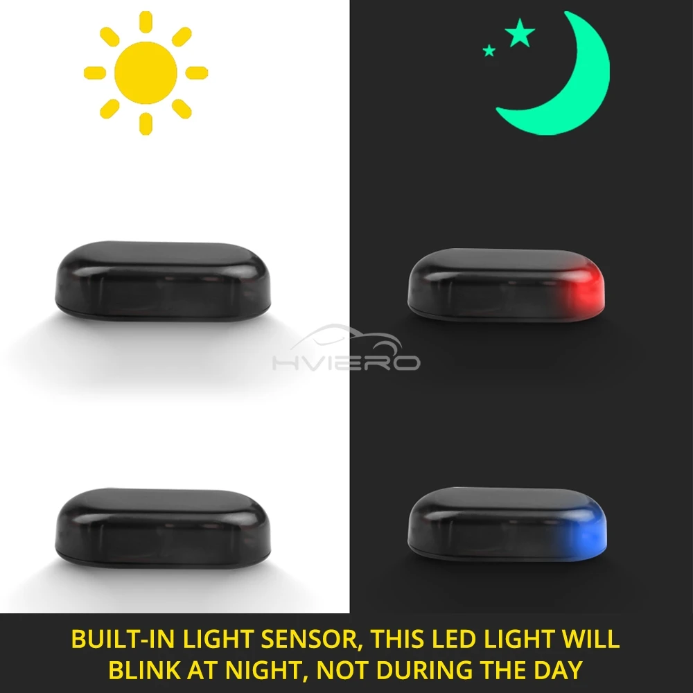 Car Solar Powered Security Dummy Truck Alarm Wireless Warning Anti-Theft Caution Lamp Car LED Flashing Imitation Decorative Bulb