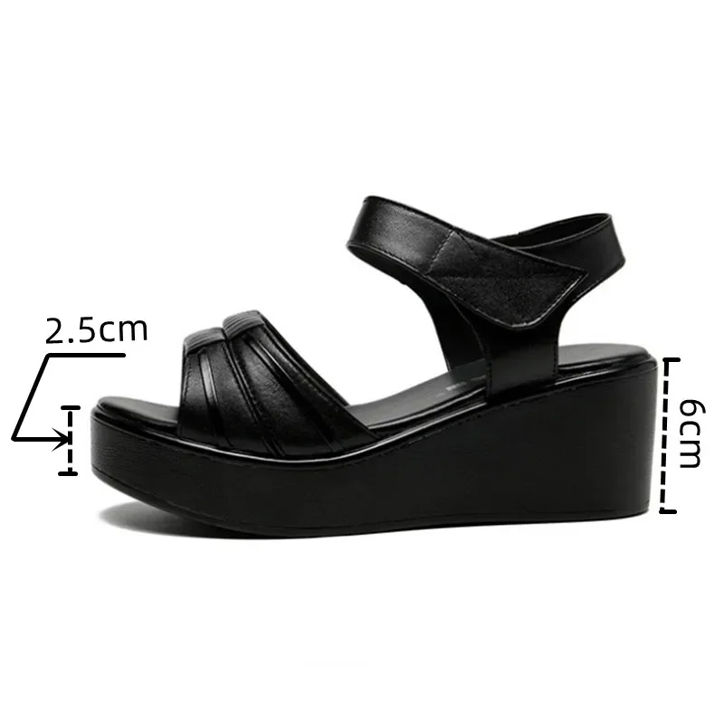 Plus Size 33-43 Casual Comfortable Beach Mother Daily Medium Heels Shoes Women Summer 2024 Chunky Platform Wedges Sandals