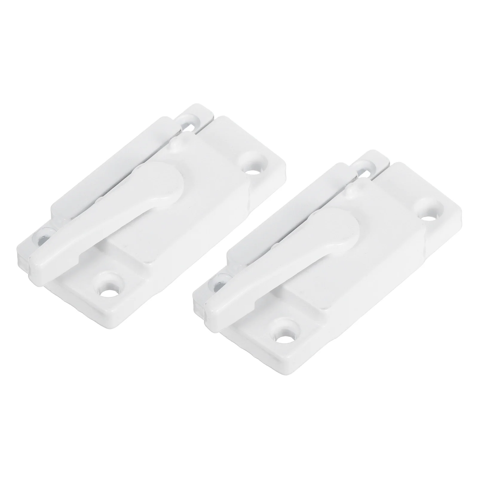 2 زوج أقفال نافذة من البلاستيك الأبيض الصلب انزلاق مزلاج ثابت قفل الهلال العالمي لفتح اليسار اليمين الأفقي العمودي