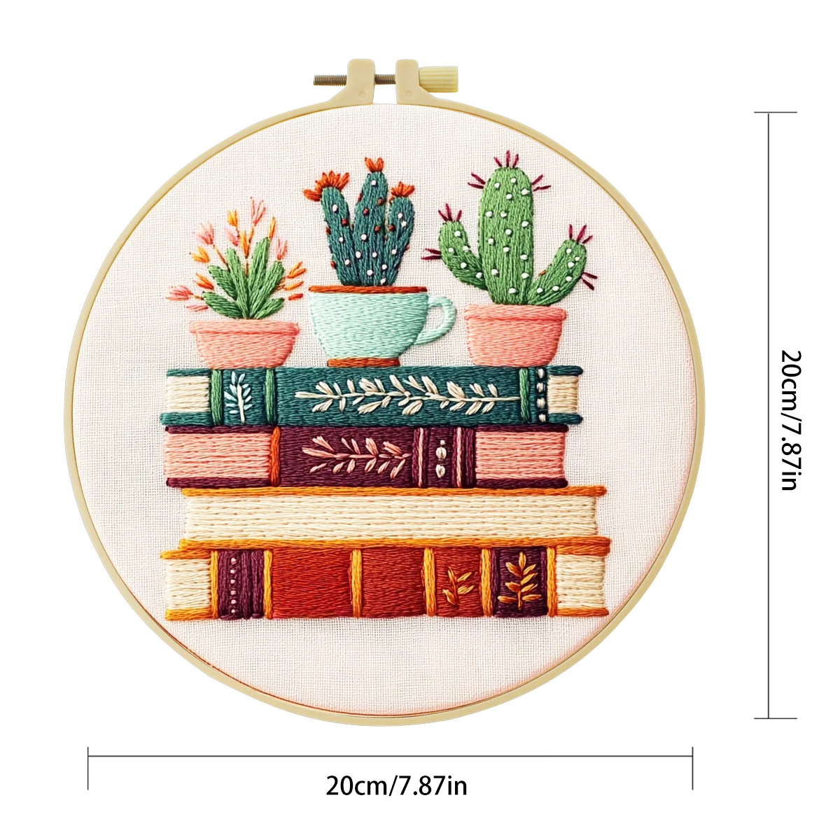 1 Stück 20x20cm/15x15cm 7,87/6,3 Zoll Buch- und Topfpflanzentasche Stickerei Starter-Kit DIY-Set für Anfänger Nähkunst – Detail 4