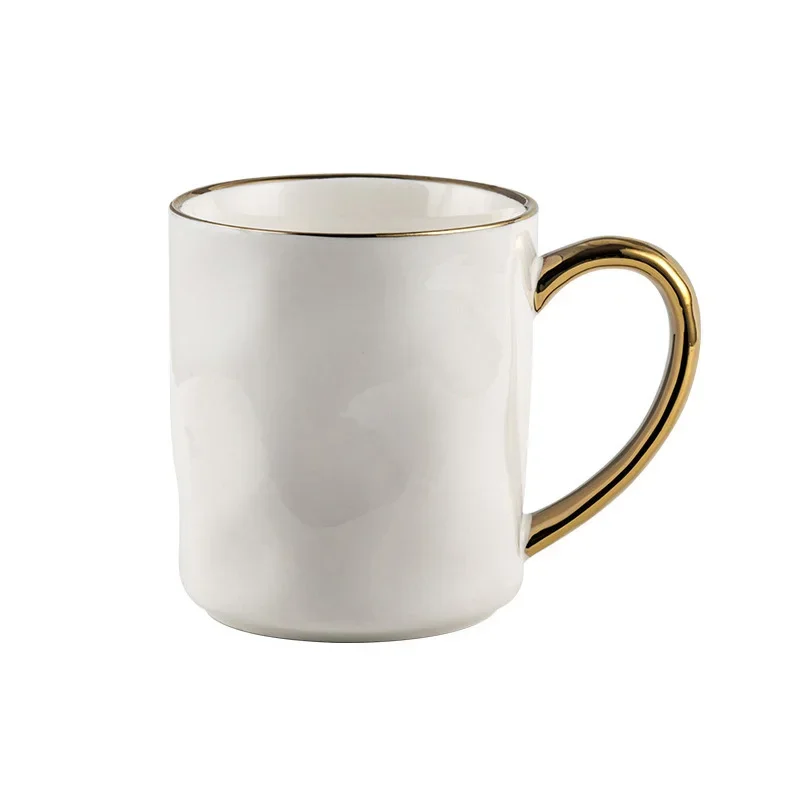 Caneca cerâmica de ouro, estilo nórdico, xícara de chá da tarde, café da manhã, aveia, leite, copo d\'água casal, 400ml