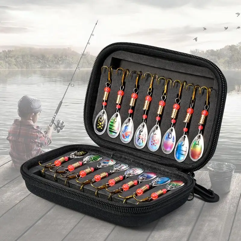 Bass Fishing Lure 16pcs Portable SequinFishing Lure Kit Bass Fishing Crank Baits Saltwater Fish Tackle Kit With Eva Bag For Bass