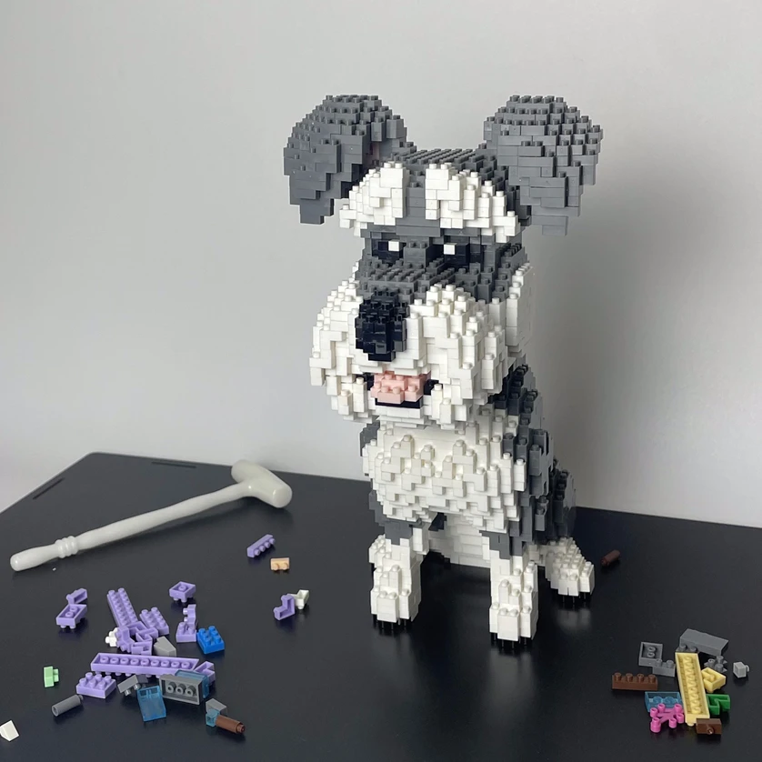 Schnauzer Dog Micro Mini Building Blocks Toy:Enhances Hands-On Skills,Perfect for Dog Lovers, Encourages Creativity and Patience