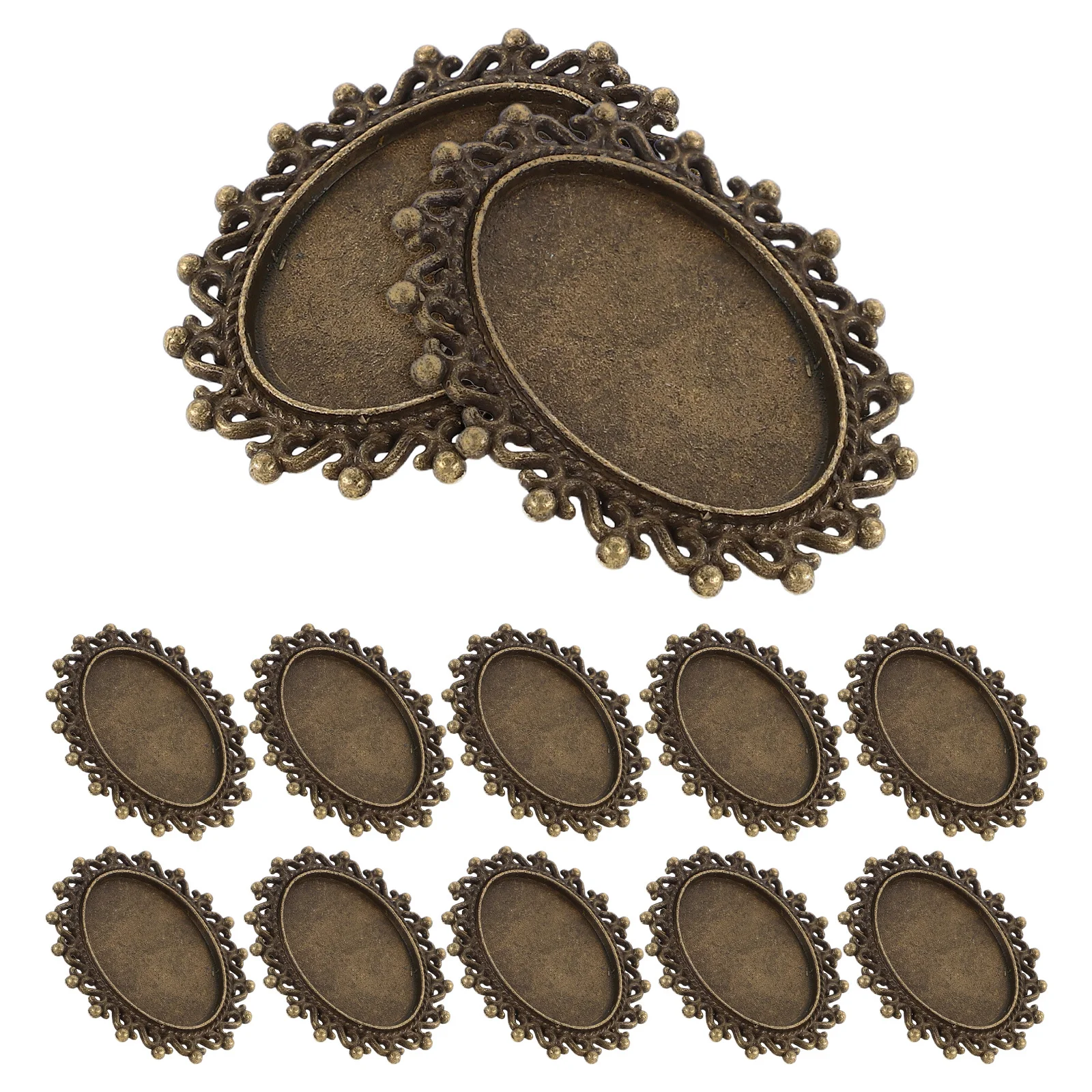 

12pcs Oval Blank Diy Brooch Bezel Tray Brooches Diy Materials For Craft Jewelry Making Pin Backs Retro Style Disc Brooch Base