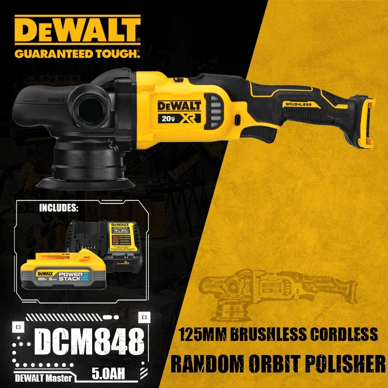 DEWALT DCM848 Kit 125MM 5in. Brushless Cordless Variable-Speed Random Orbit Polisher 20V Tool Car Polishing With Battery Charger