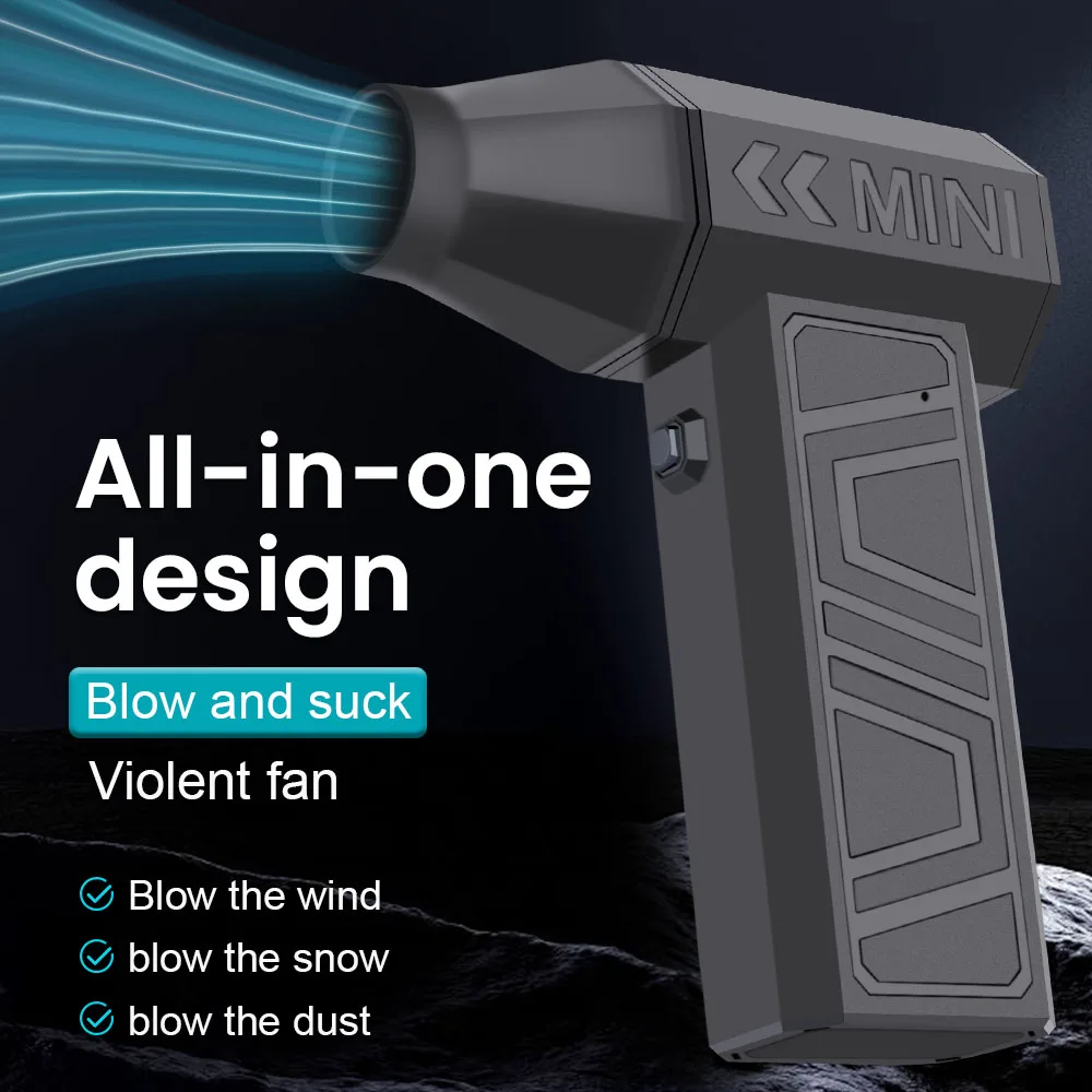 

130000 об/мин, портативный Type-C, зарядка, 4 передачи, турбовентилятор, струйный вентилятор, автомобильный обдув для снега, электрическая воздушная тряпка, инструмент для очистки воздуходувки