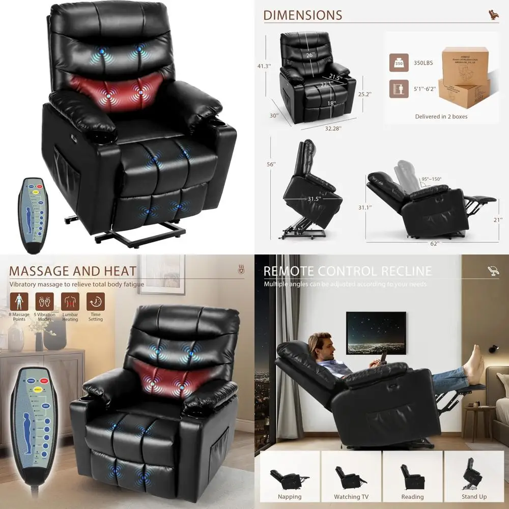 recliner chair, rocking chair with massage and heat, 360° swivel recliner chairs for adults, rocker manual recliner with remote