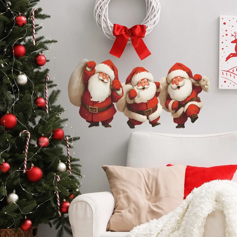 Santa Claus Window Banner Holiday Decoration Smiling Backdrop For Seasonal For Christmas Atmosphere 30 By 60cm