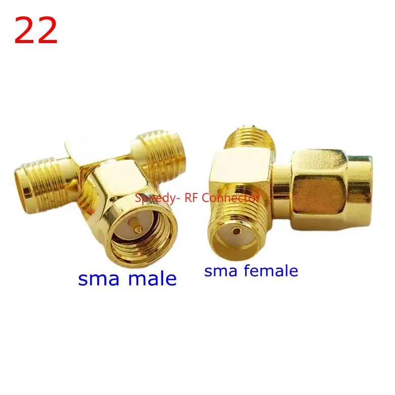 2 teile/los sma zu sma männlich weiblich gerade Stecker 90 Grad rechtwinkliges T-Stück Typ 3way Splitter rpsma zu RP-SMA männlichen Adapter rf